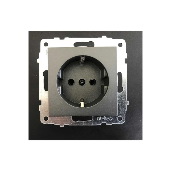 Ovivo Grano Füme Topraklı Priz Modül+kapak ürün görseli 1