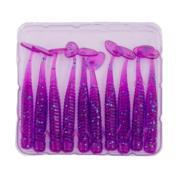 Silikon Kurt Yem - 1g 50mm - Fishack Wormix - 10 Adet - Purple - UV Silikon - Resim 4