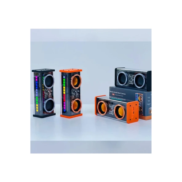 Şeffaf Mecha Müzik Tws Stereo Rgb İşıklı Hoparlör Kablosuz Bluetooth 5.0 Taşınabilir Hoparlör V9 - 4
