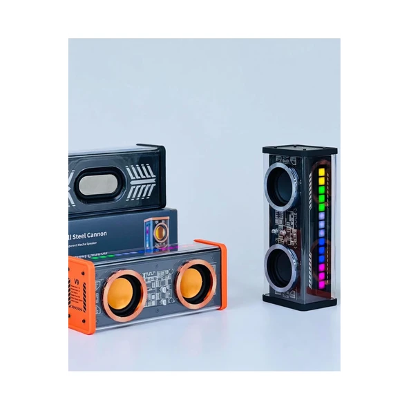 Şeffaf Mecha Müzik Tws Stereo Rgb İşıklı Hoparlör Kablosuz Bluetooth 5.0 Taşınabilir Hoparlör V9