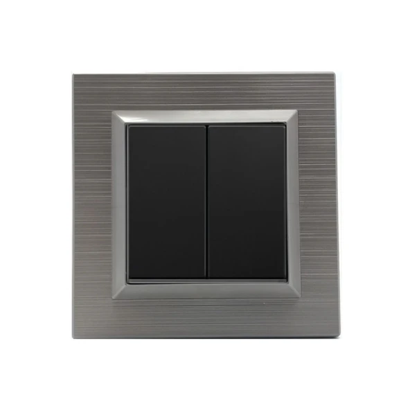 Ovivo Quantum Manyetik Gri Komütatör İkili Anahtar + Çerçeve Dahil ürün görseli 1