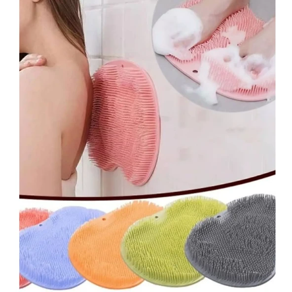 Mucit Home  Vantuzlu Silikon Banyo Fırçası Ayak Masaj Pedi Sırt Kesesi Vücut Yıkama Lifi Renkli - 6