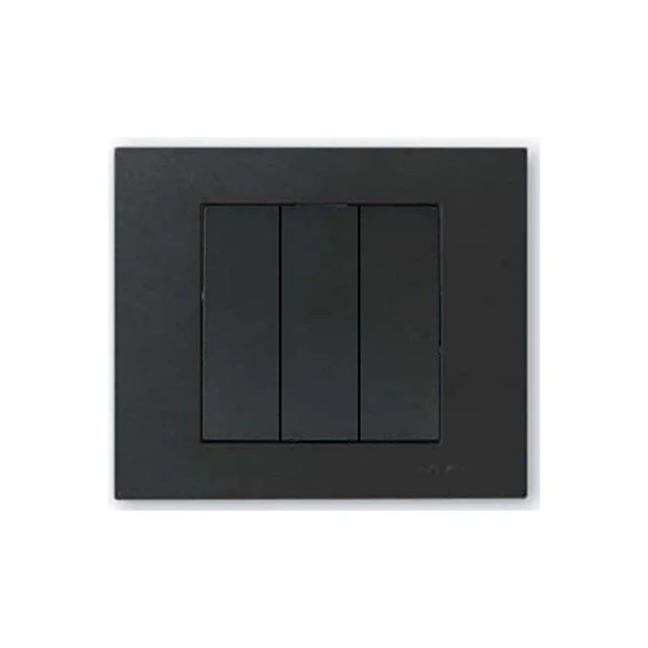 4 Adet Ovivo Grano Siyah Üçlü Anahtar Çerçeve Dahildir 4'lü ürün görseli 1