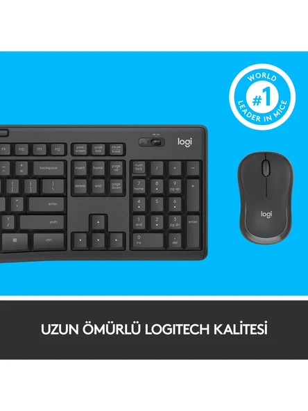 Logitech MK295 Sessiz Kablosuz Türkçe Klavye Mouse Seti - Siyah - 5