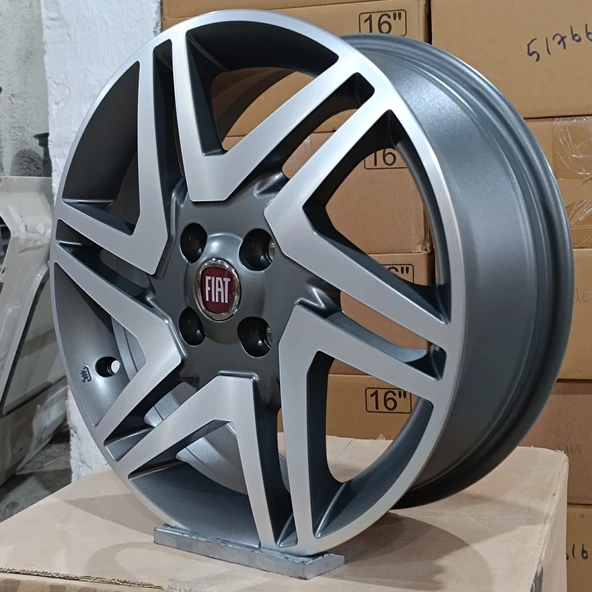 Sıfır OPAR 16 inç Fiorino, Doblo, Linea Gun Machined Jant Takımı - 6.0x16 4x98 ET45 58.1 - OEM: 55176165 - 3