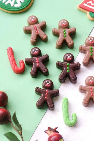 İronika Yılbaşı Temalı Çam Ağacı Kardan Adam Zil Christmas Silikon Çikolata Kalıbı - 3