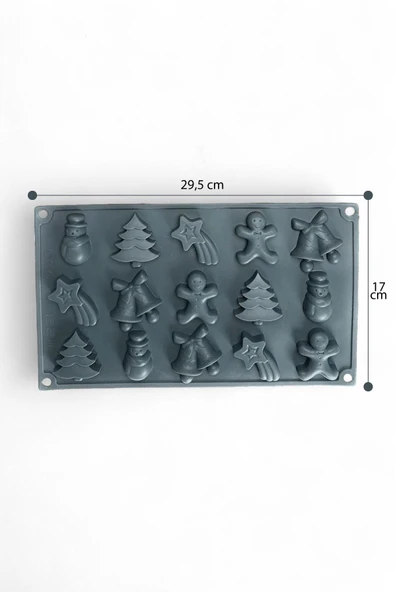 İronika Yılbaşı Temalı Çam Ağacı Kardan Adam Zil Christmas Silikon Çikolata Kalıbı - 2