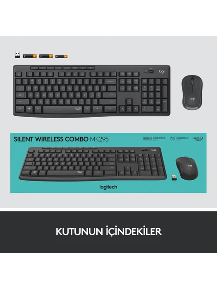 Logitech MK295 Sessiz Kablosuz Türkçe Klavye Mouse Seti - Siyah - 4