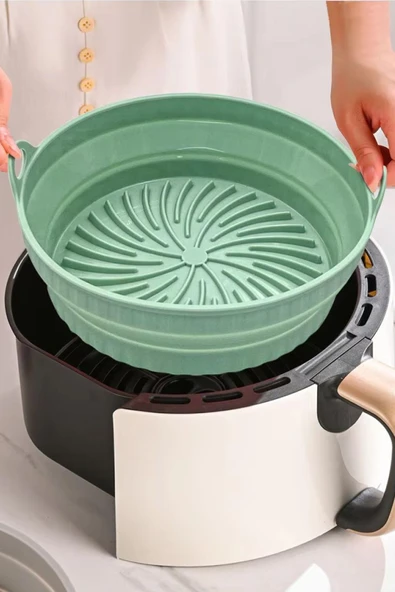 İronika Airfryer Çok Kullanımlık Yıkanabilir Silikon Yanmaz Yapışmaz Pişirme Tepsisi Airfryer Silikon Kağıdı - 2