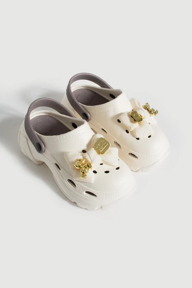 Pembe Potin Yüksek Taban Kurdela Detaylı Eva Comfort Kadın Sandalet DNZ223-24BejVizon - Resim 4