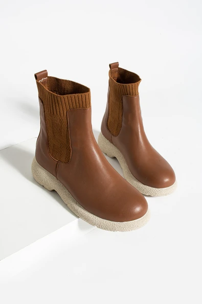 Pembe Potin Termo Taban Sıcak Astar Triko Detaylı Kadın Bot 60-1017-23 - Resim 8