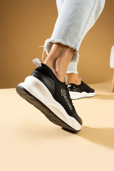 Pembe Potin Kalın Poli Taban Bağcıklı Kadın Rahat Sneaker 36-140-24Queen - 9