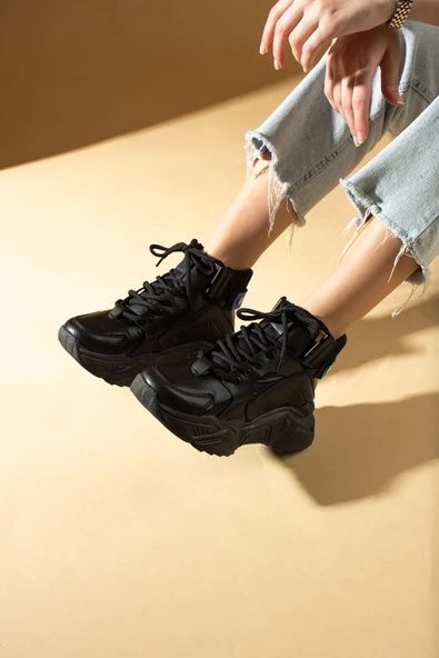 Pembe Potin Bağcıklı Sıcak Astar Kalın Taban Spor Kadın Bot & Bootie 36-201-23Ygart - Resim 8