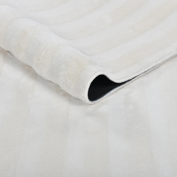 Krem Yumuşak Bubble Peluş Halı Yolluk – Kaymaz Tabanlı, Yıkanabilir B001A_CREAM - 4