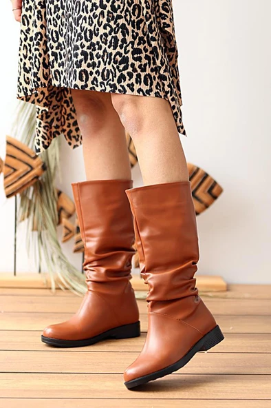 Pembe Potin Rahat Taban Körüklü Moda Kadın Bot A112-20 - Resim 7