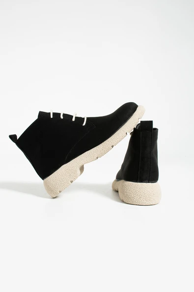 Pembe Potin Termo Taban Sıcak Astar Bağcıklı Kadın Bot 60-1015-23Süet - Resim 10