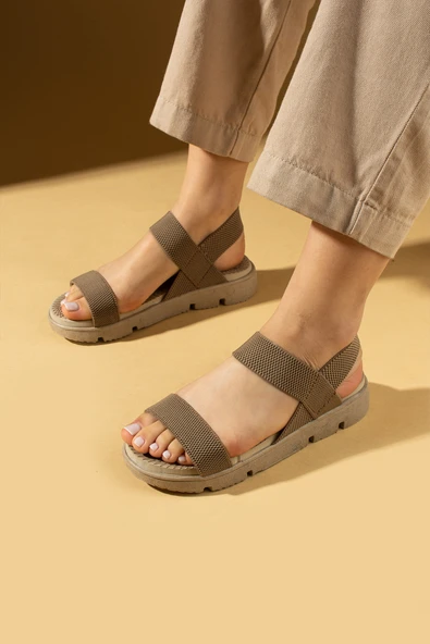 Pembe Potin Rahat Taban Lastik Bantlı Kadın Sandalet 020-740-25 - Resim 4