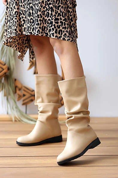 Pembe Potin Rahat Taban Körüklü Moda Kadın Bot A112-20 - Resim 11