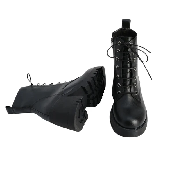 Pembe Potin Kaymaz Kalın Taban Sıcak Astar Fermuarlı Kadın Bot 012-970-23 - Resim 11