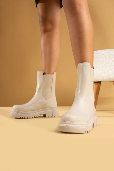 Pembe Potin Rahat Kalıp Kaymaz Taban Sıcak Astar Lastikli Kadın Bot B01-5580-23 - Resim 7