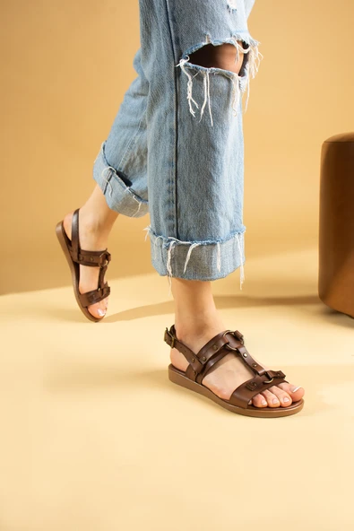 Pembe Potin Rahat Taban Özel Tasarım Kadın Sandalet 51-831-23 - Resim 9