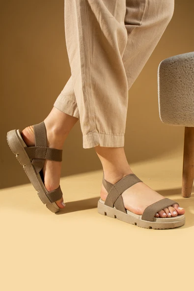 Pembe Potin Rahat Taban Lastik Bantlı Kadın Sandalet 020-740-25 - Resim 12