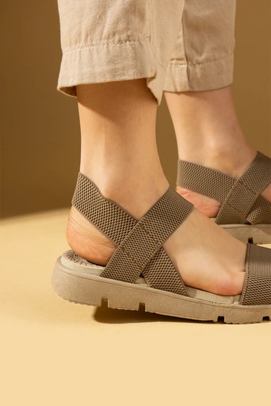 Pembe Potin Rahat Taban Lastik Bantlı Kadın Sandalet 020-740-25 - Resim 8