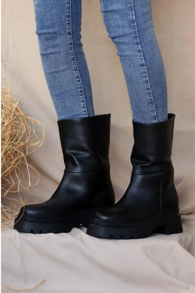 Pembe Potin Kaymaz Kalın Taban Kadın Bot&Bootie 38-7030-21 - 4