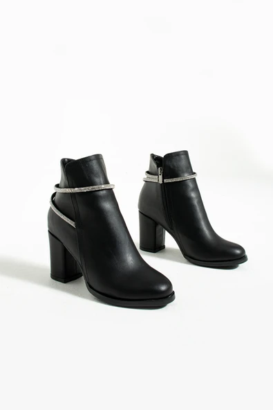 Pembe Potin Taşlı Rahat Kalıp Fermuarlı Kadın Bot B01-70-23Cilt - Resim 4