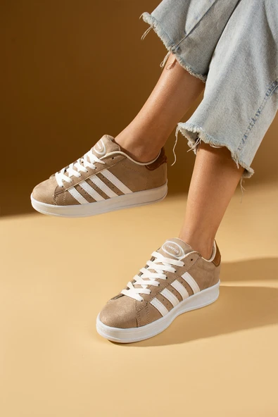 Pembe Potin Bağcıklı Rahat Kalıp Şerit Detaylı Comfort Kadın Sneaker 001-1015-24 - Resim 12