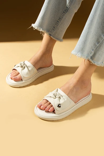 Pembe Potin Fiyonklu Masaj Tabanlı Kalp Detaylı Kadın Terlik 59-80-25 - Resim 7