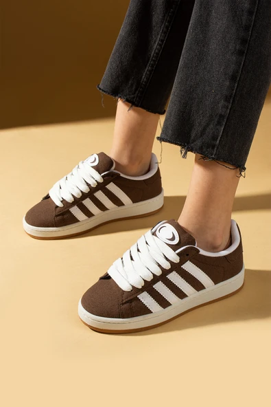 Pembe Potin Kalın Bağcıklı Şerit Detaylı Rahat Taban Kadın Sneakers 001-3458-25Beyaz - 5