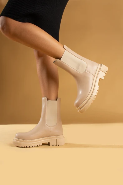 Pembe Potin Rahat Kalıp Kaymaz Taban Sıcak Astar Lastikli Kadın Bot B01-5580-23 - Resim 9