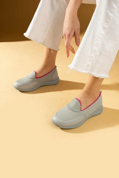 Pembe Potin Rahat Hafif Taban Fileli Kadın Sneaker 011-221-24 - Resim 6
