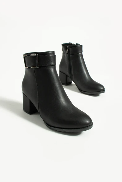 Pembe Potin Toka Detaylı Fermuarlı Kalın Topuklu Kadın Bot 018-301-23Cilt - Resim 10