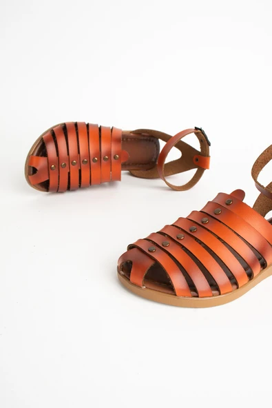 Pembe Potin Tokalı Düz Taban Bodrum Kadın Sandalet 51-172-23 - 12