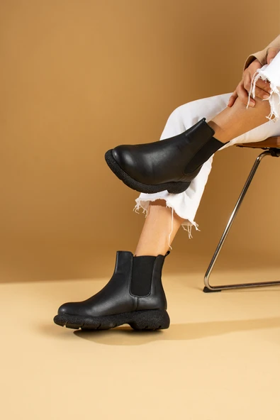 Pembe Potin Termo Taban Sıcak Astar Lastikli Kadın Bot 60-1013-23Cilt - Resim 7