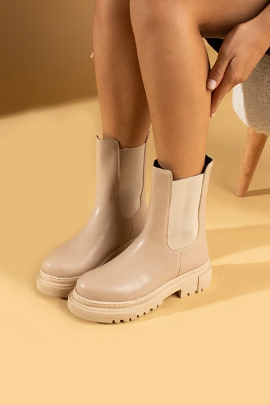 Pembe Potin Rahat Kalıp Kaymaz Taban Sıcak Astar Lastikli Kadın Bot B01-5580-23 - Resim 3