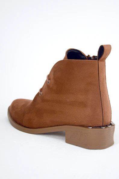 Pembe Potin Fermuar&Bağcık Moda Kadın Bot&Bootie 012-1008-22Süet - Resim 6