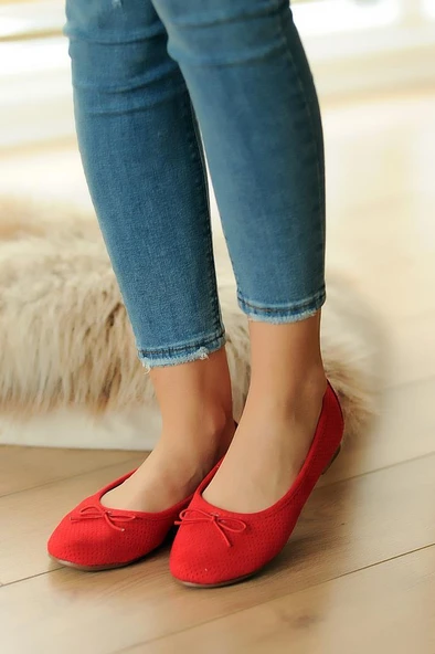 Pembe Potin Lazer Kesim Fiyonklu Rahat Taban Kadın Babet A750-20 - Resim 10