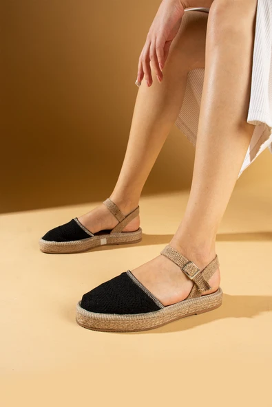 Pembe Potin Tokalı Hasır Desenli Comfort Taban Triko Kadın Sandalet 67-102-24 ürün görseli