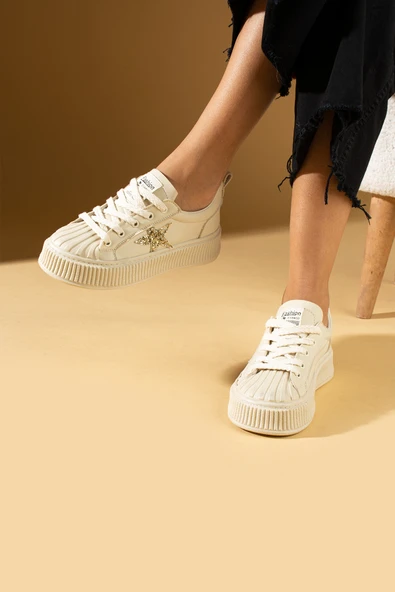 Pembe Potin Poli Anatomik Taban Yıldız Detay Bağcıklı Kadın Sneaker 59-650-24 - 10