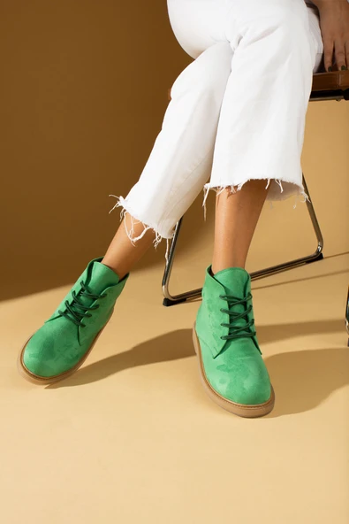 Pembe Potin Kauçuk Taban Lastikli Sıcak Astar Haşpapi Kadın Bot 024-963-23Süet - Resim 5