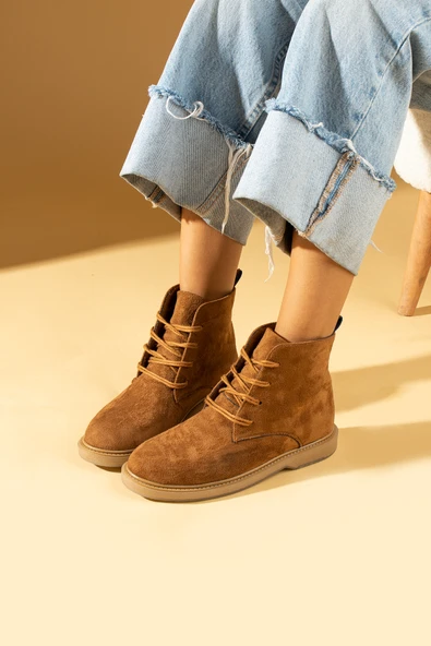 Pembe Potin Kauçuk Taban Lastikli Sıcak Astar Haşpapi Kadın Bot 024-963-23Süet - Resim 11