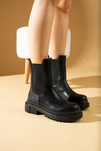 Pembe Potin Rahat Kalıp Kaymaz Taban Sıcak Astar Lastikli Kadın Bot B01-5580-23 - Resim 2