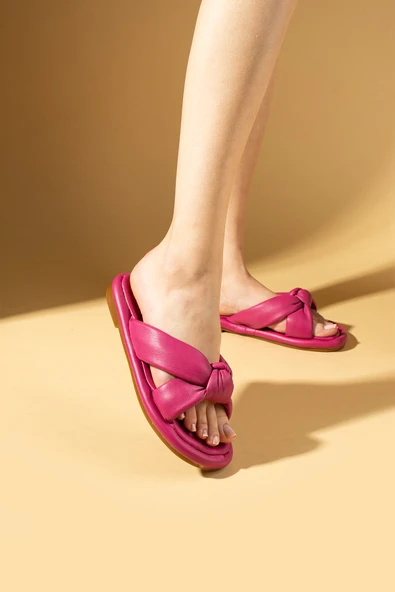 Pembe Potin Özel Tasarım Yumuşak Taban Kadın Terlik 007-79-23 - Resim 10