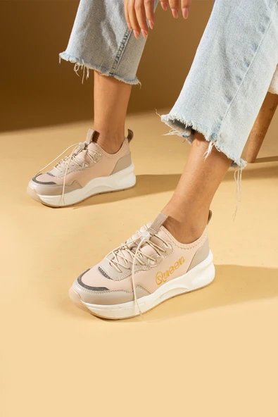 Pembe Potin Kalın Poli Taban Bağcıklı Kadın Rahat Sneaker 36-140-24Queen - 3
