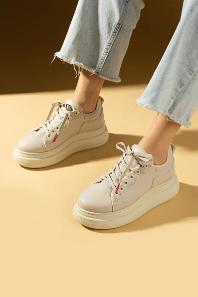 Pembe Potin Yüksek Taban Bağcıklı Comfort Kadın Sneakers 36-1050-25 - 4