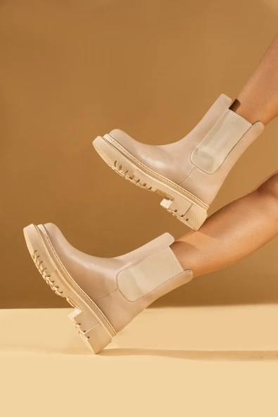 Pembe Potin Rahat Kalıp Kaymaz Taban Sıcak Astar Lastikli Kadın Bot B01-5580-23 - Resim 6