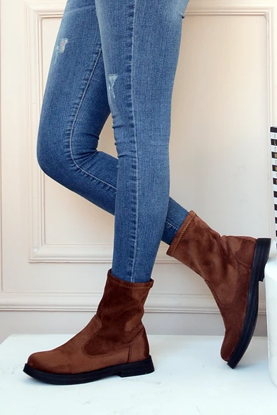 Pembe Potin Kaymaz Taban Streç Kadın Bot&Bootie 020-5115-22Süet ürün görseli